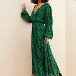 Green spotted wrap dress